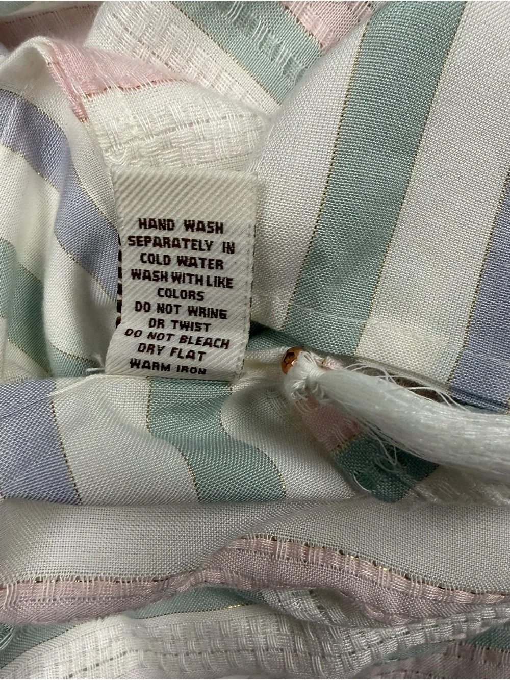 NWT Surf Gypsy Pastel Stripe Tassel Beach Coverup Resort Vacation M